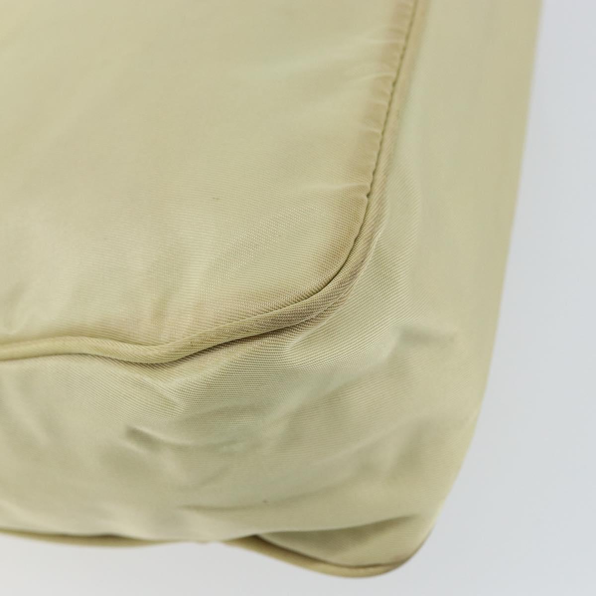 PRADA Hand Bag Nylon Beige Gold Auth ep11531