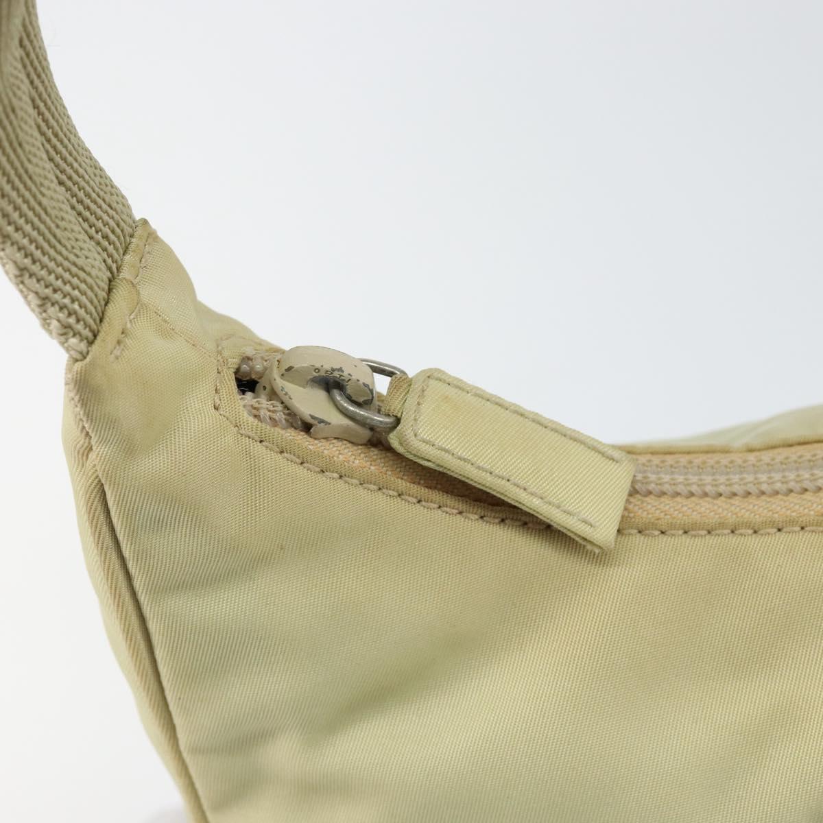 PRADA Hand Bag Nylon Beige Gold Auth ep11531