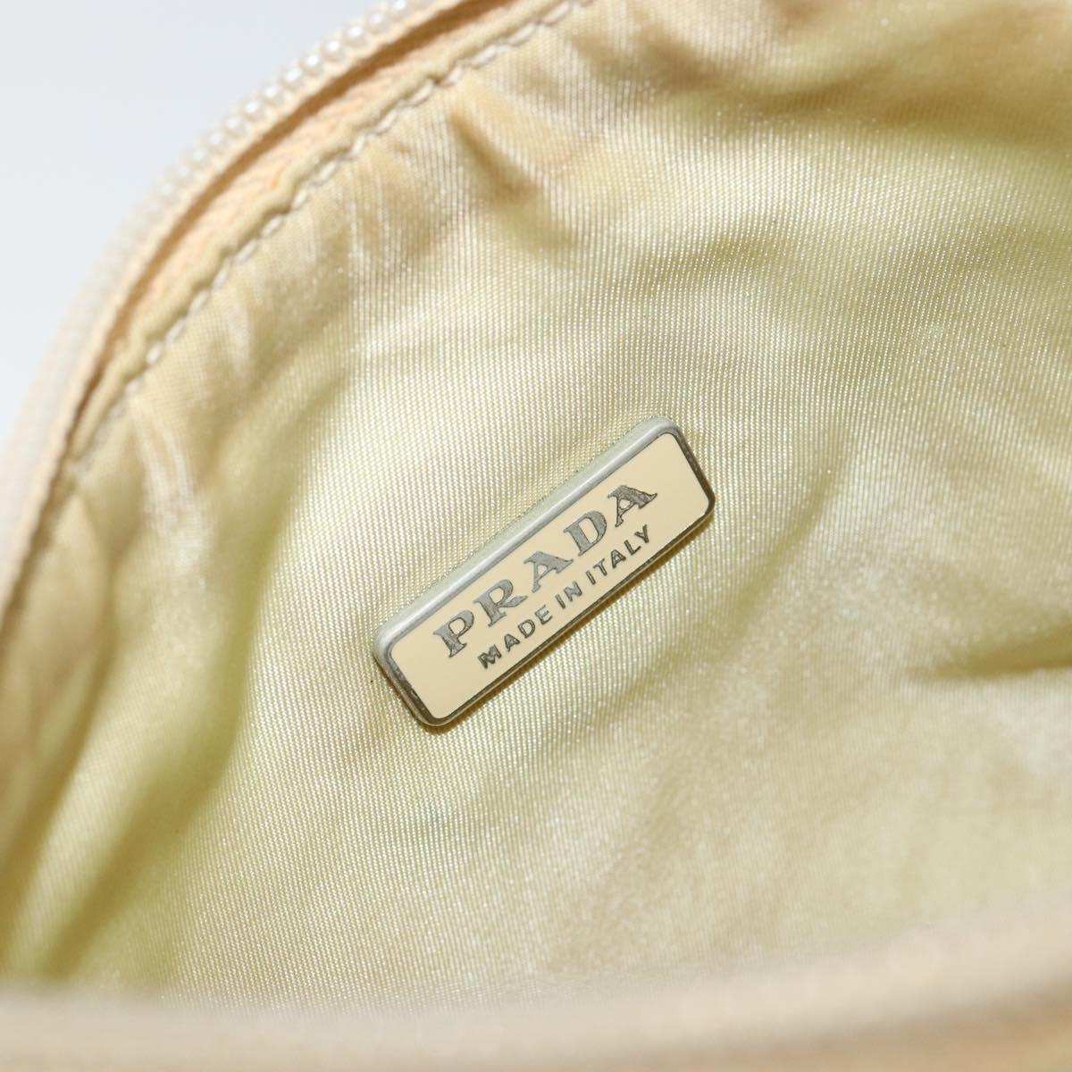 PRADA Hand Bag Nylon Beige Gold Auth ep11531