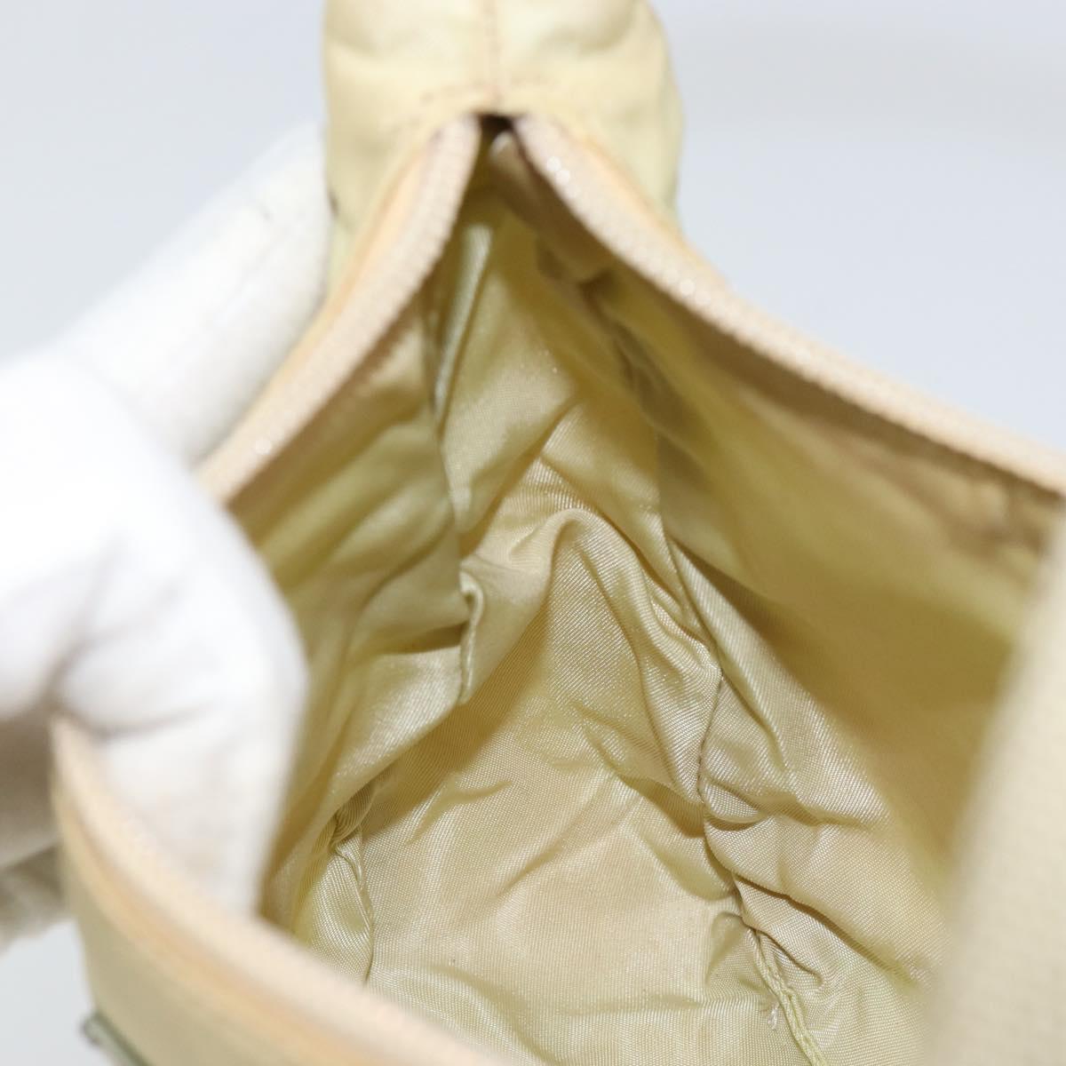 PRADA Hand Bag Nylon Beige Gold Auth ep11531