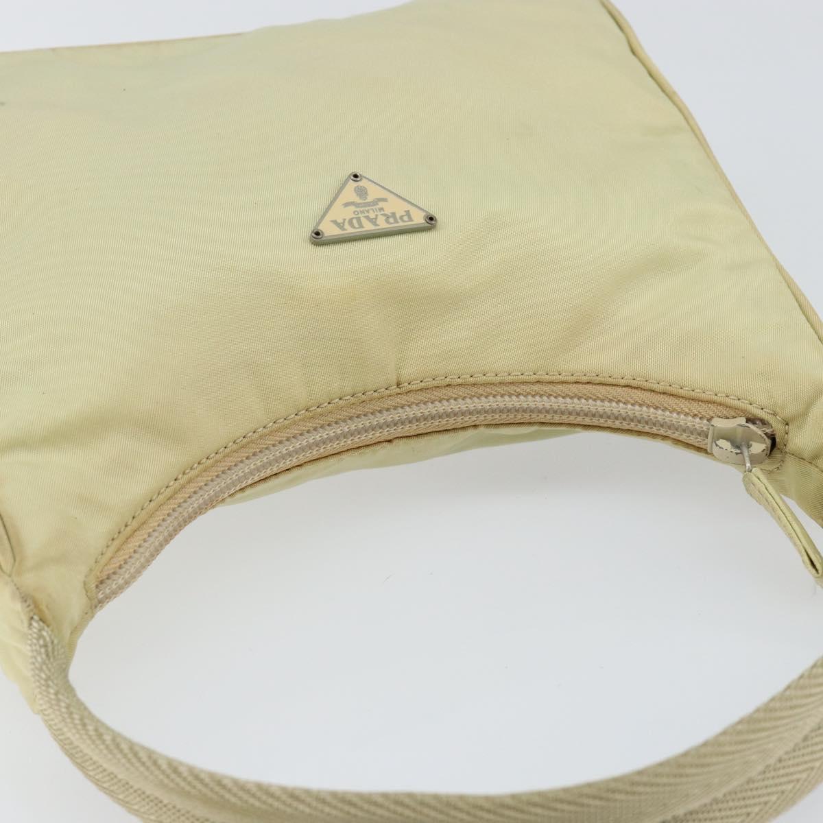 PRADA Hand Bag Nylon Beige Gold Auth ep11531