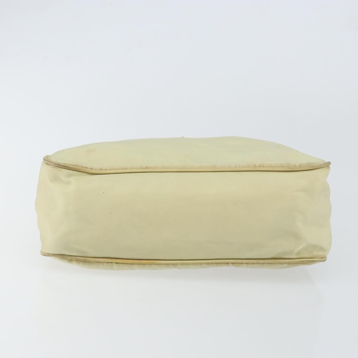 PRADA Hand Bag Nylon Beige Gold Auth ep11531