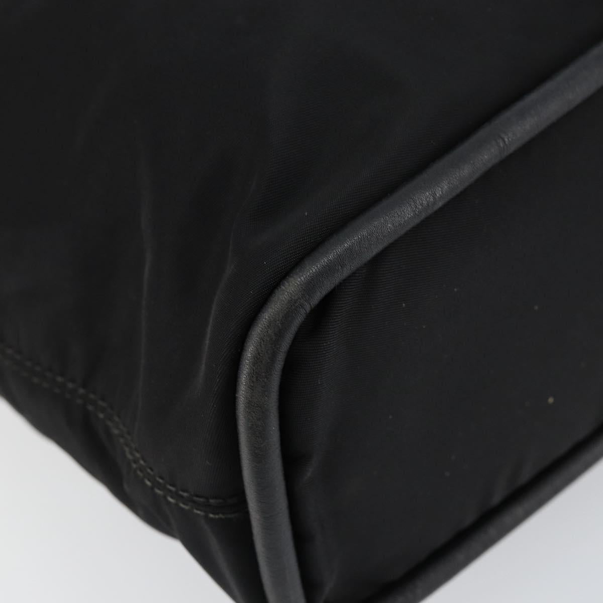 CELINE Tote Bag Nylon Leather Black Gold Auth ep11537