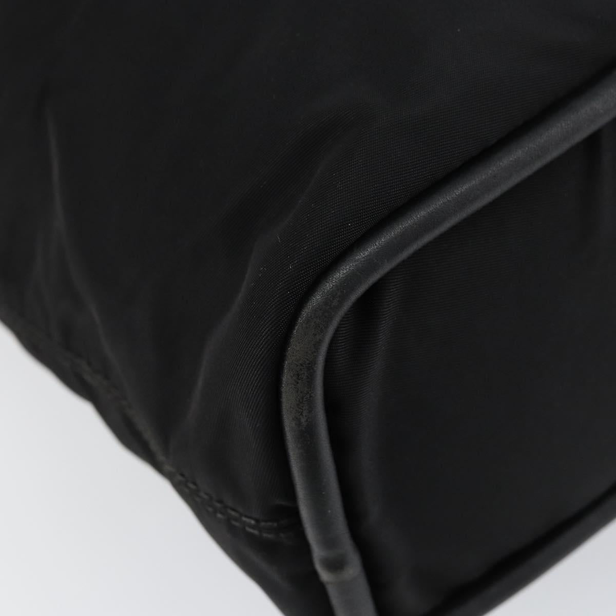 CELINE Tote Bag Nylon Leather Black Gold Auth ep11537