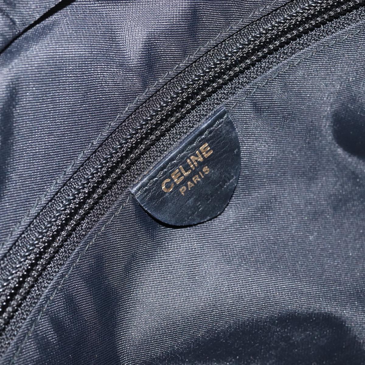 CELINE Tote Bag Nylon Leather Black Gold Auth ep11537