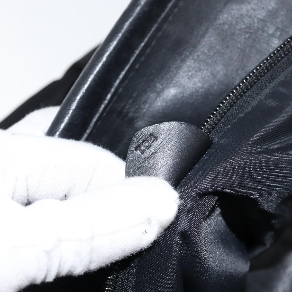 CELINE Tote Bag Nylon Leather Black Gold Auth ep11537