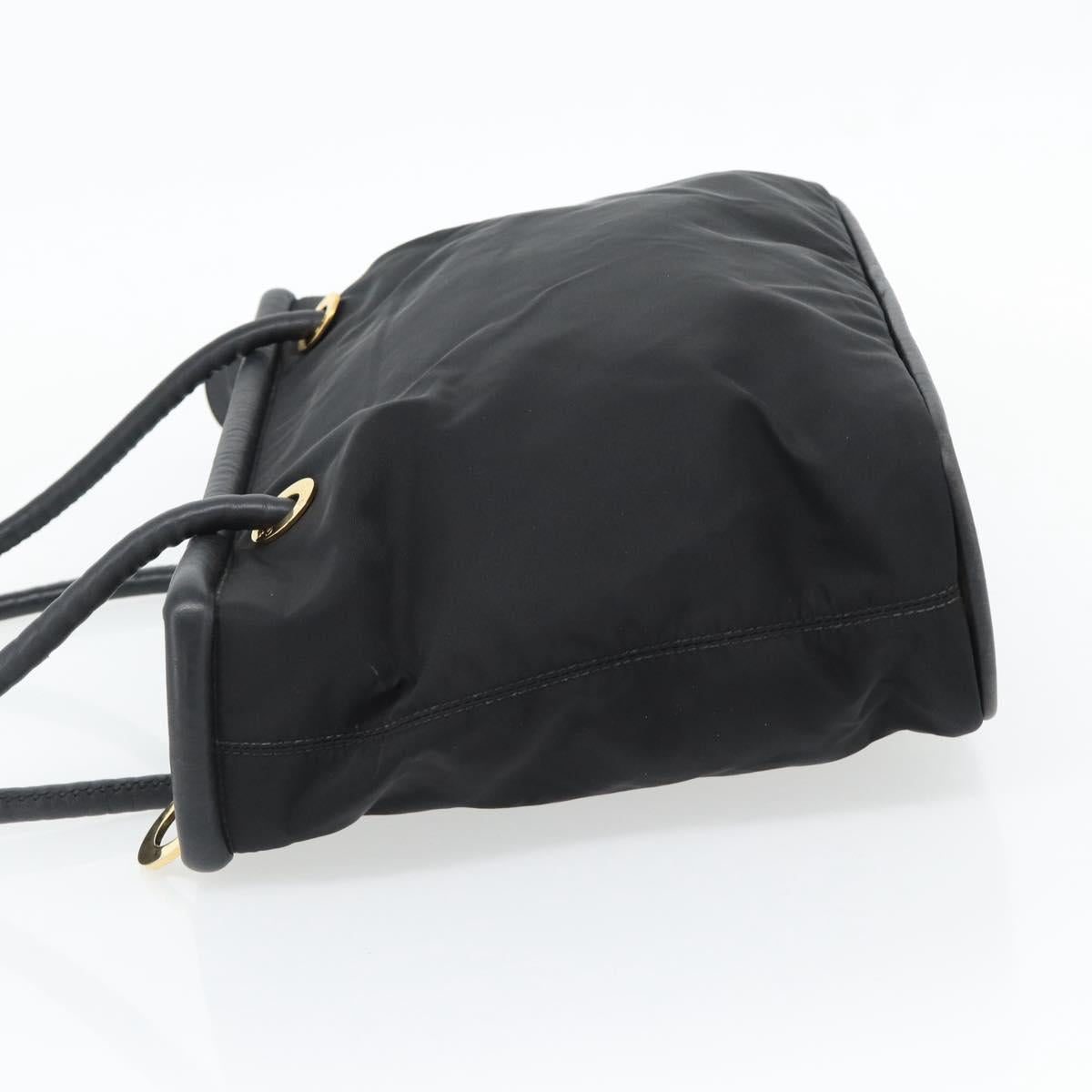 CELINE Tote Bag Nylon Leather Black Gold Auth ep11537