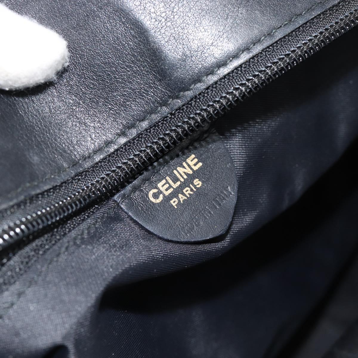 CELINE Tote Bag Nylon Leather Black Gold Auth ep11537