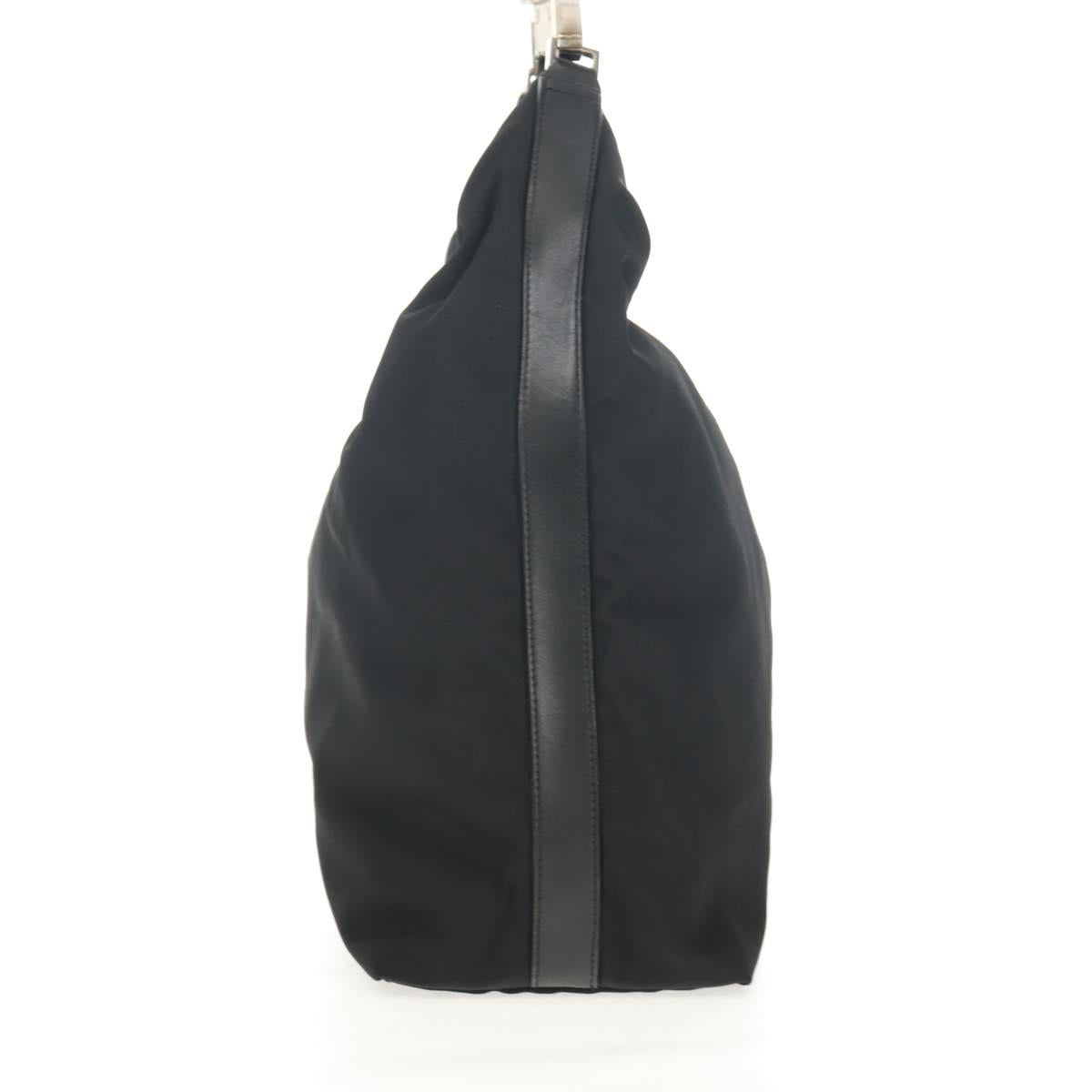 GUCCI Shoulder Bag Nylon Leather Black Silver 001 1955 Auth ep11539