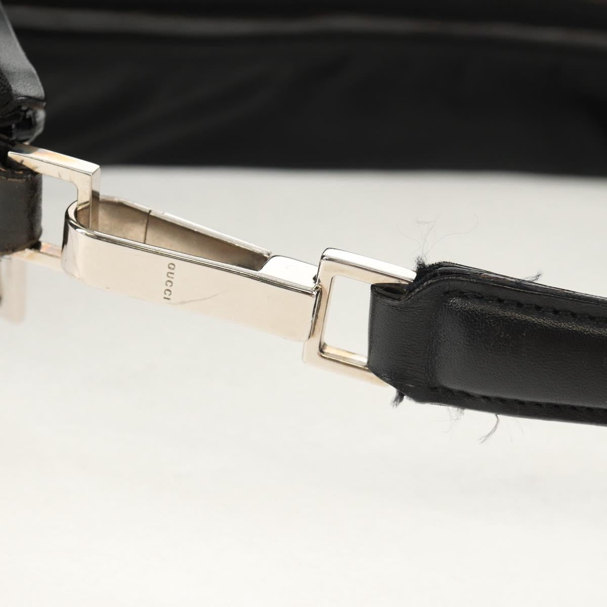 GUCCI Shoulder Bag Nylon Leather Black Silver 001 1955 Auth ep11539