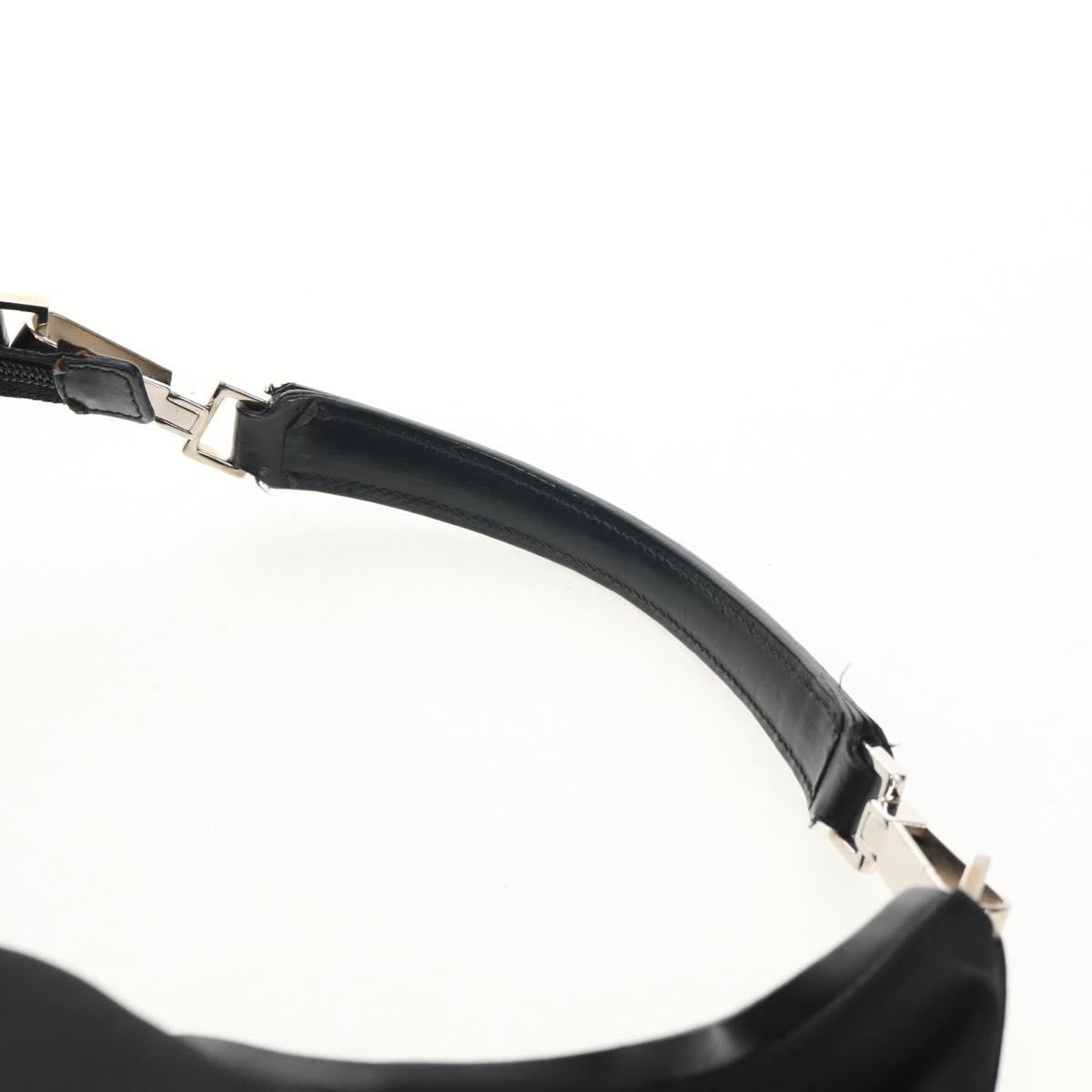 GUCCI Shoulder Bag Nylon Leather Black Silver 001 1955 Auth ep11539