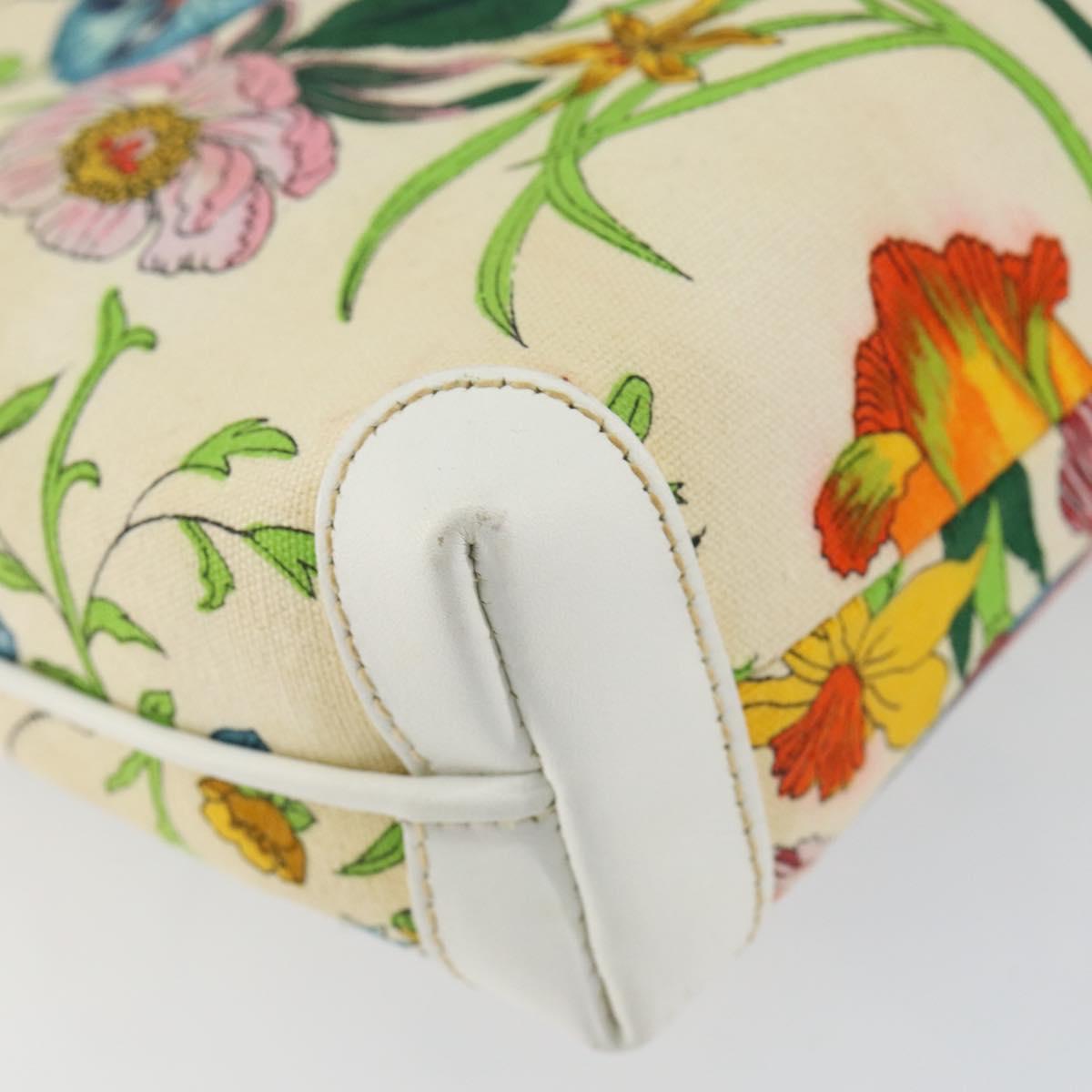 GUCCI Botanical Shoulder Bag Canvas Leather White Gold 007 115 1093 Auth ep11546