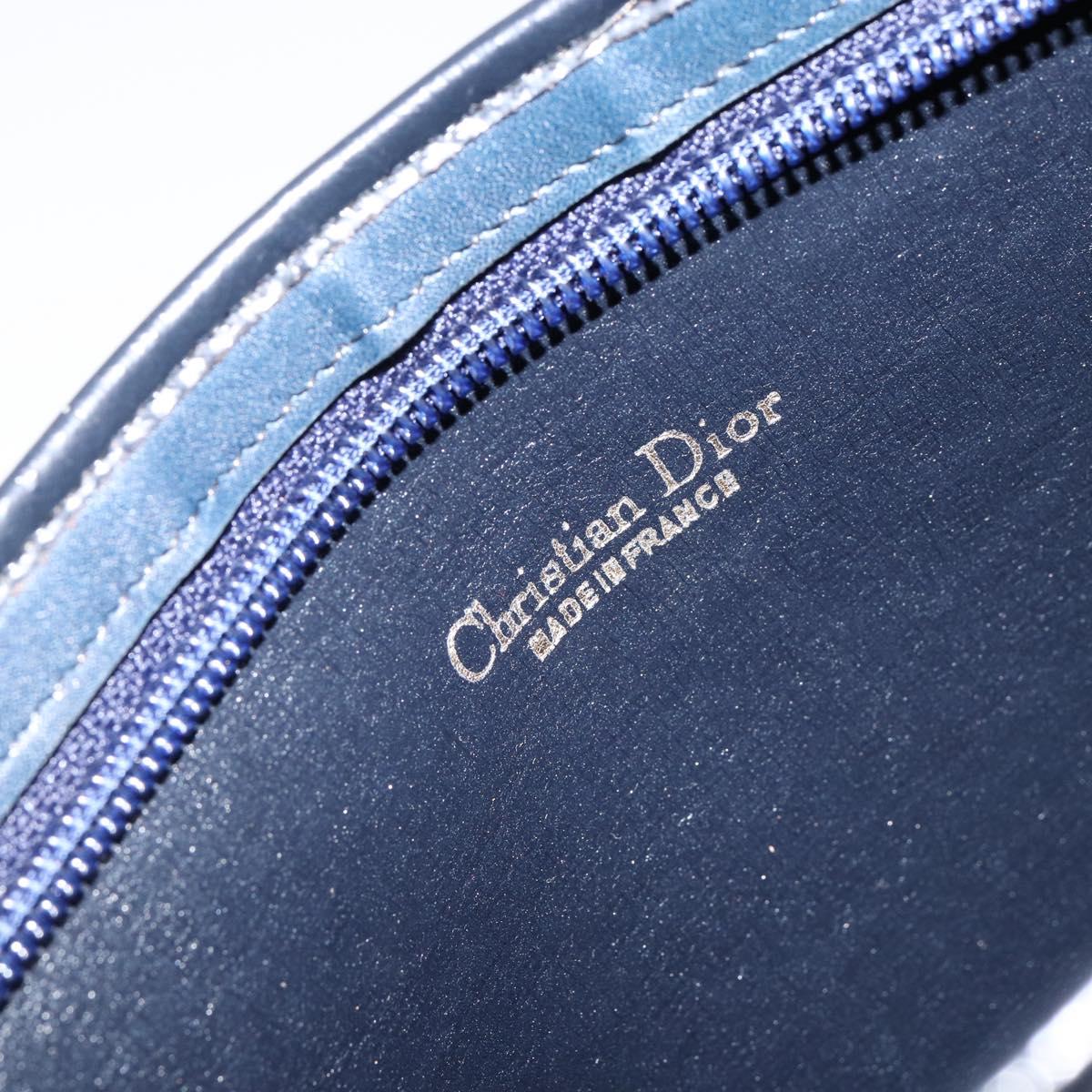 Christian Dior Trotter Canvas Shoulder Bag Navy Gold Auth ep11547
