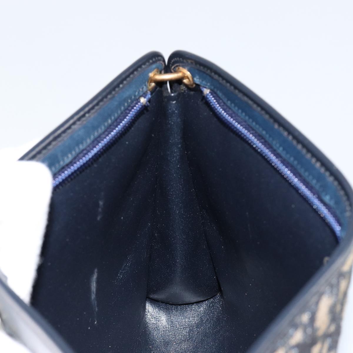 Christian Dior Trotter Canvas Shoulder Bag Navy Gold Auth ep11547