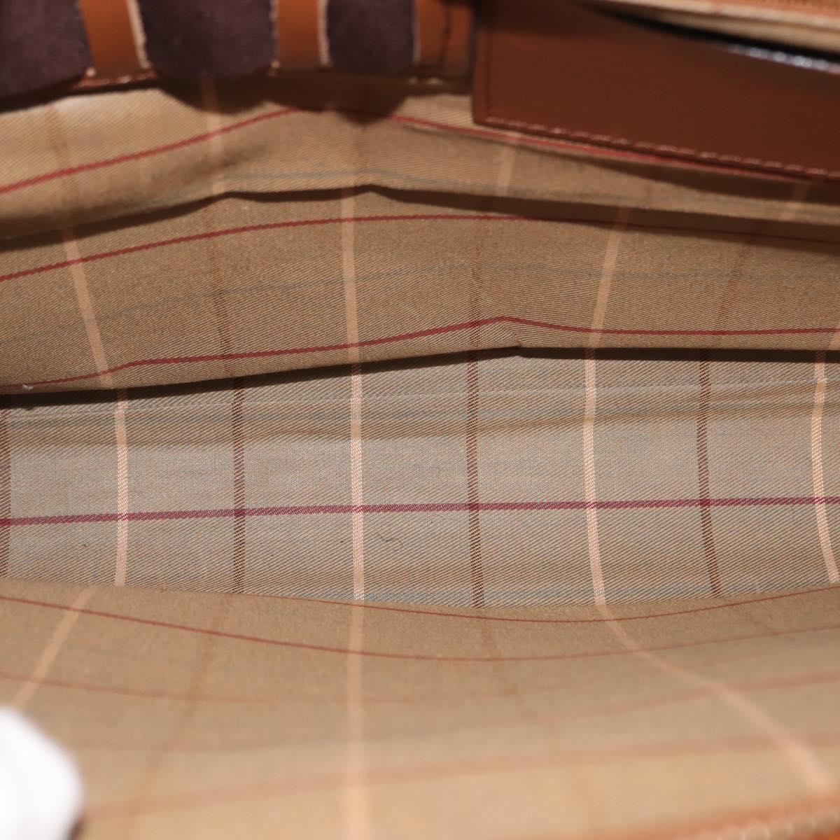 Burberrys Business Bag Leather Brown Gold Auth ep11548