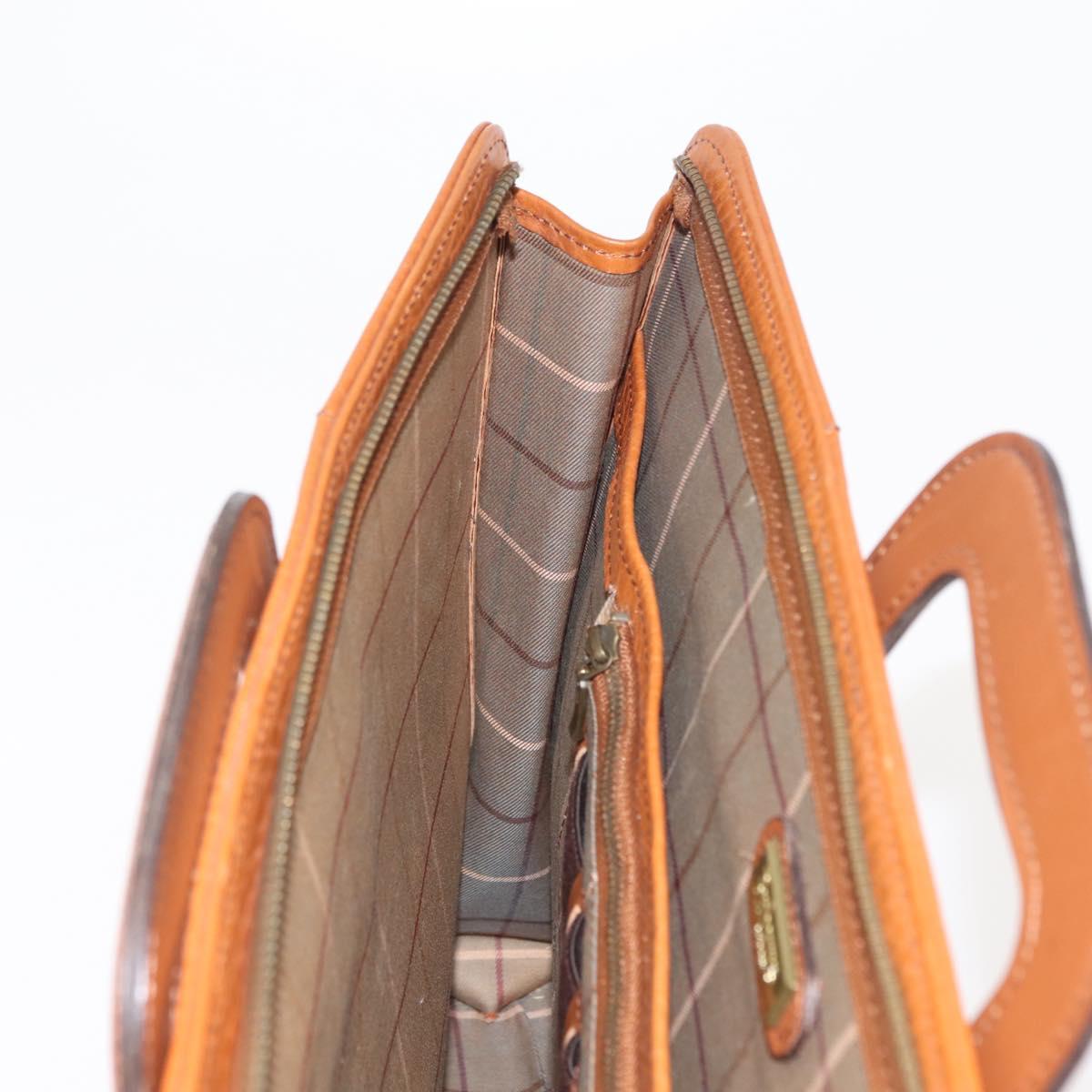Burberrys Business Bag Leather Brown Gold Auth ep11548