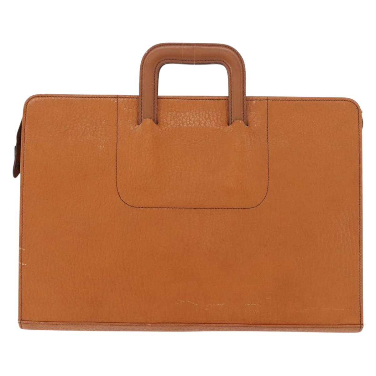 Burberrys Business Bag Leather Brown Gold Auth ep11548