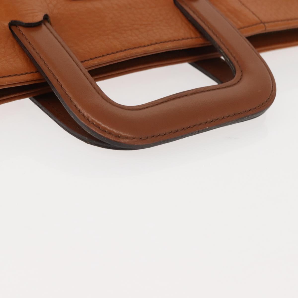 Burberrys Business Bag Leather Brown Gold Auth ep11548