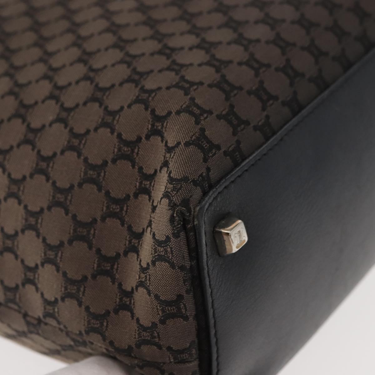 CELINE Macadam Canvas Tote Bag Canvas Black Silver Auth ep11551