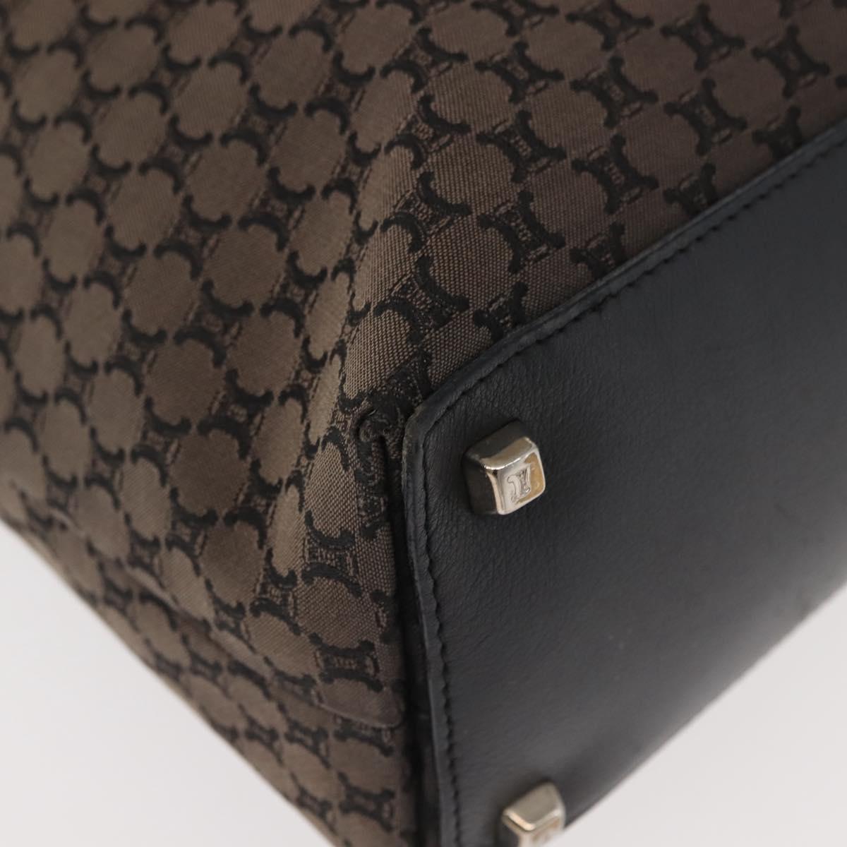 CELINE Macadam Canvas Tote Bag Canvas Black Silver Auth ep11551