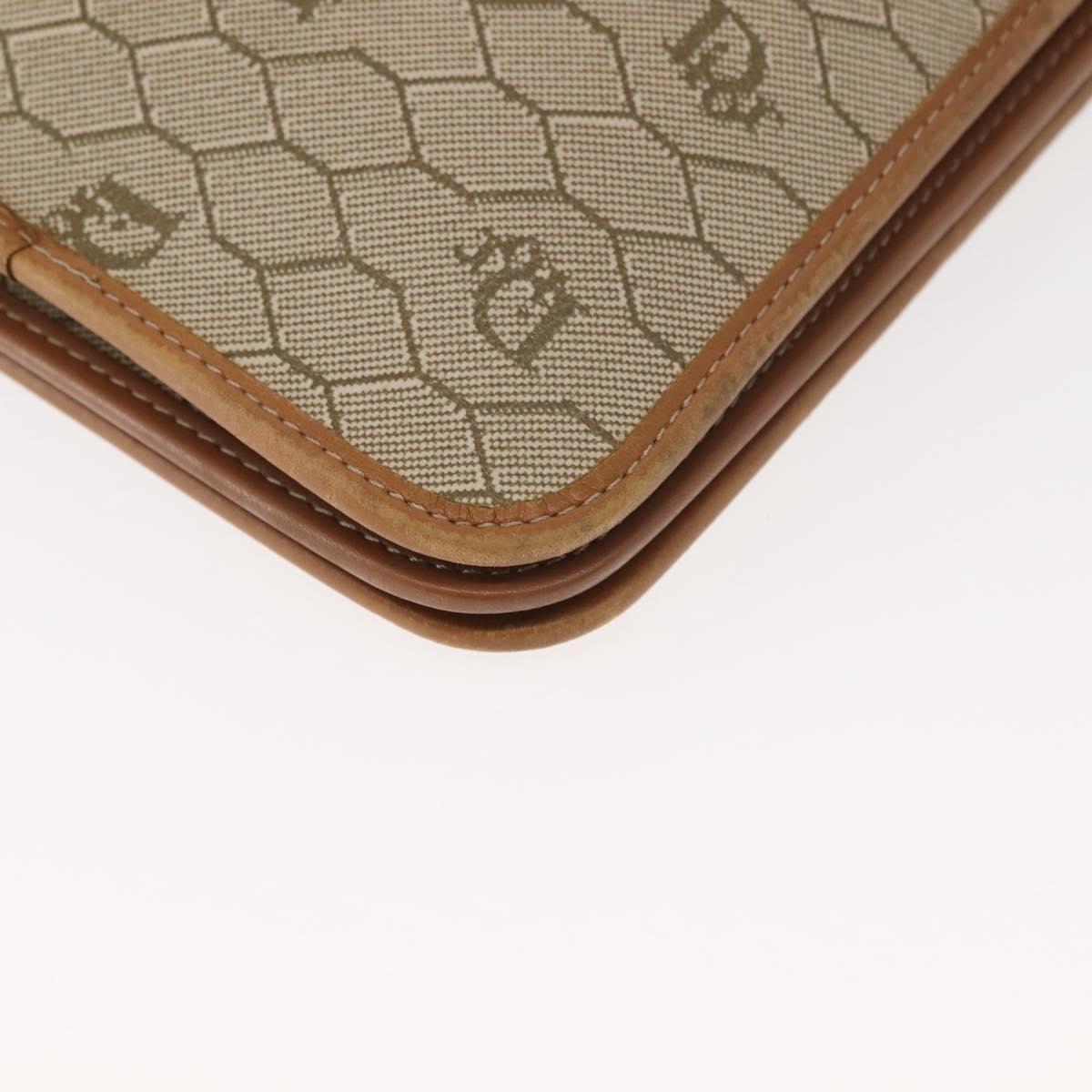 Christian Dior Honeycomb Canvas Chain Shoulder Bag PVC Beige Gold Auth ep11552