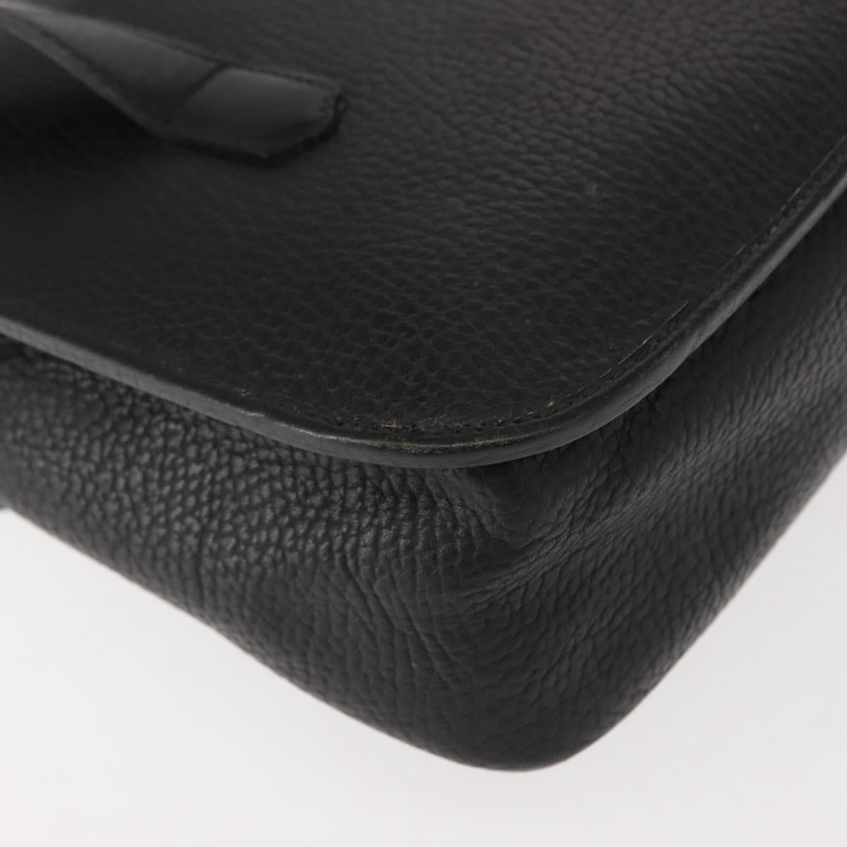 Christian Dior Hand Bag Leather Black Gold Auth ep11555