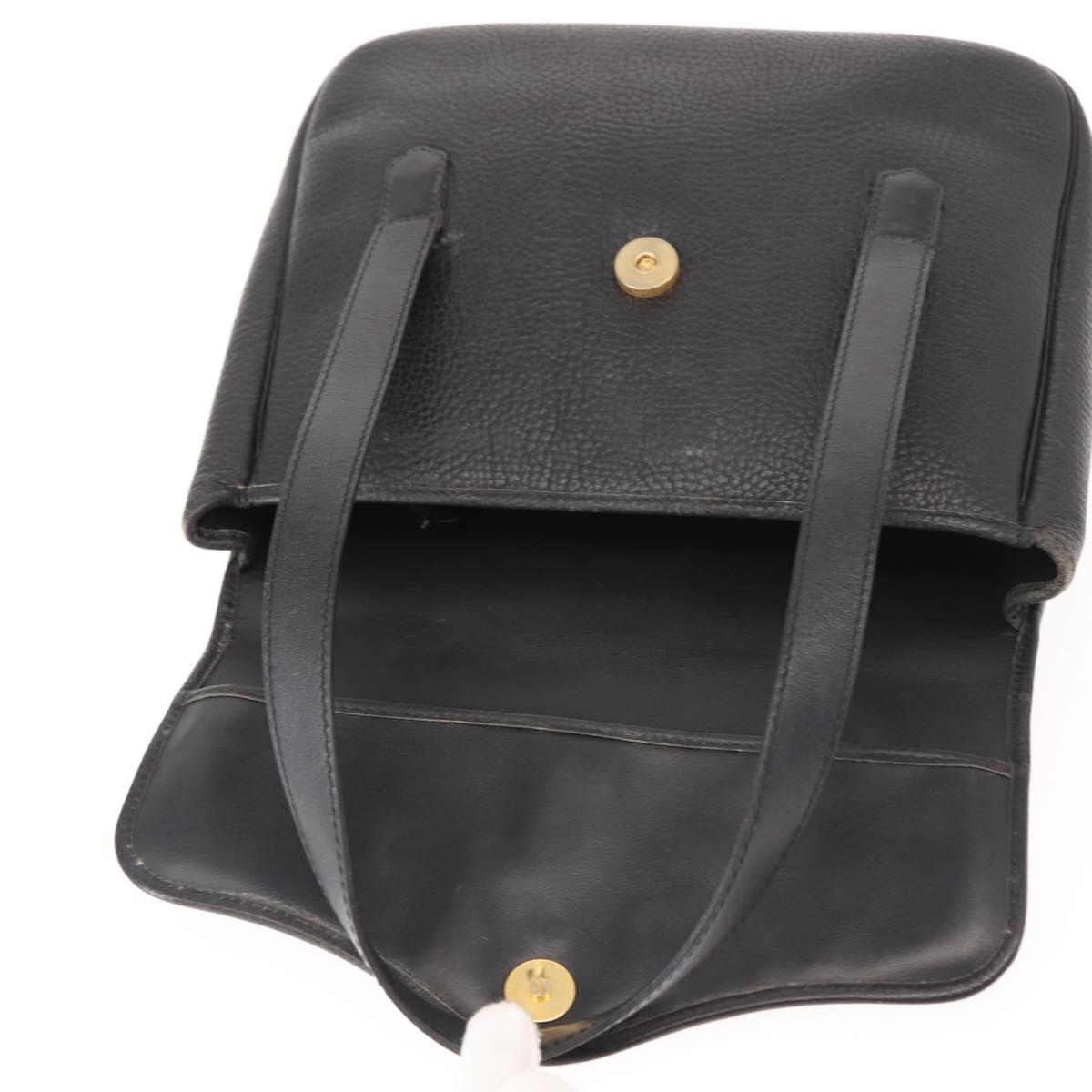 Christian Dior Hand Bag Leather Black Gold Auth ep11555