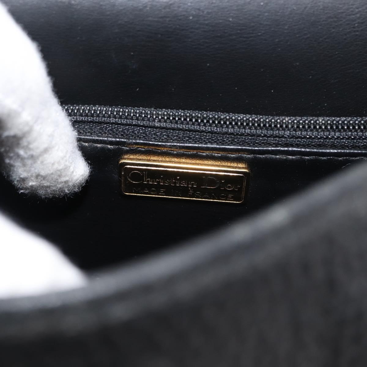 Christian Dior Hand Bag Leather Black Gold Auth ep11555