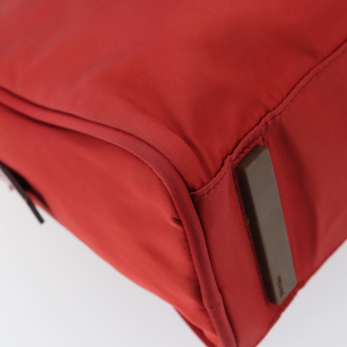 PRADA Hand Bag Nylon Red Silver Auth ep11558