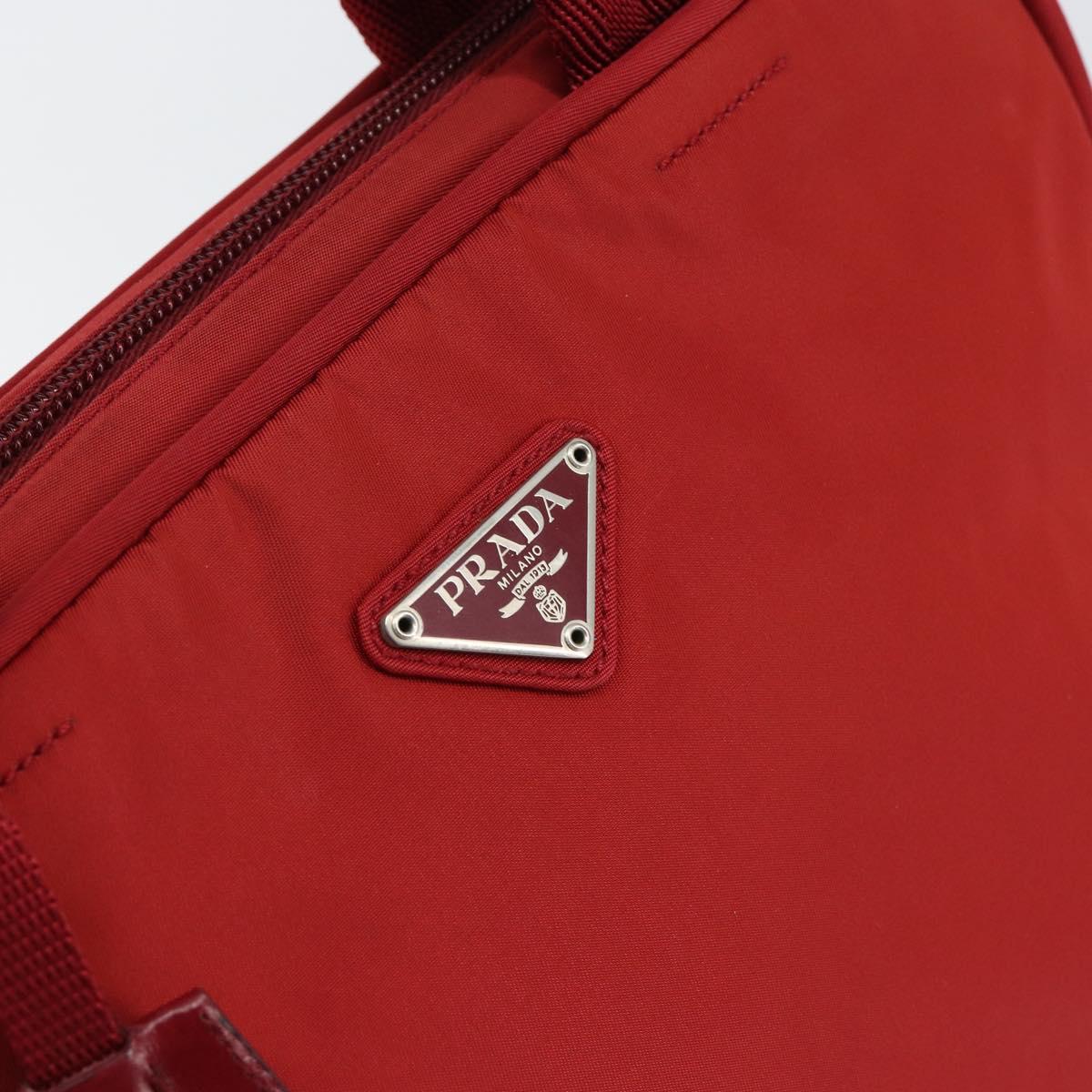 PRADA Hand Bag Nylon Red Silver Auth ep11558
