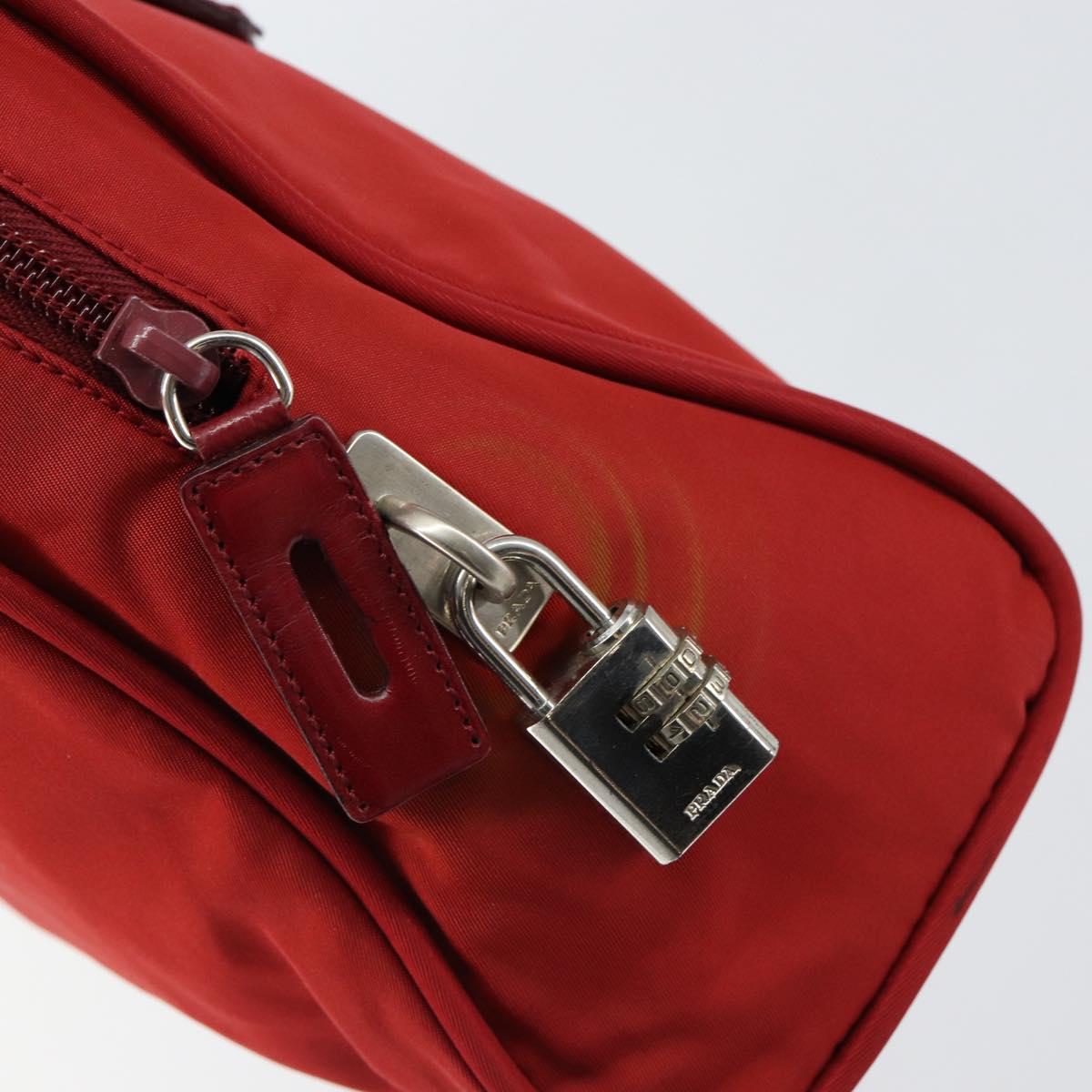 PRADA Hand Bag Nylon Red Silver Auth ep11558