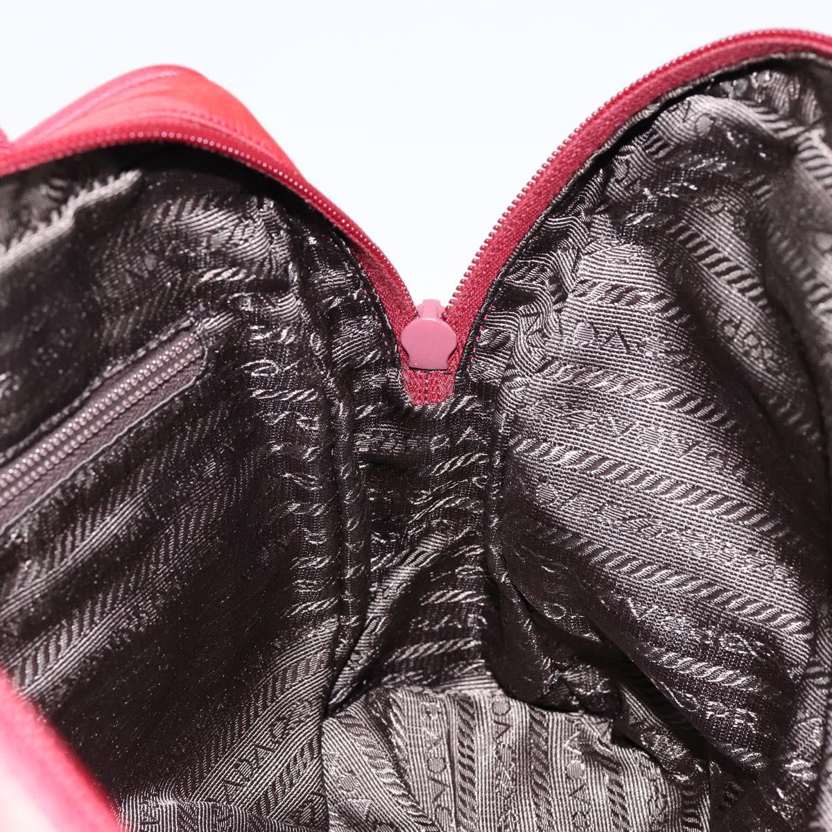 PRADA Hand Bag Nylon Red Silver Auth ep11558