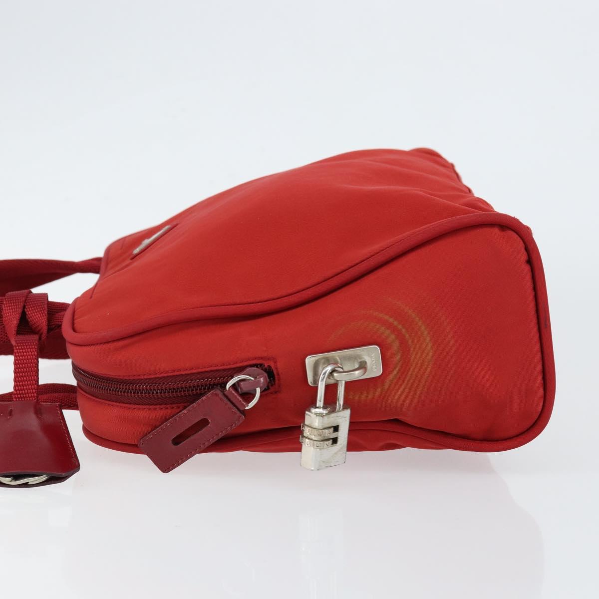 PRADA Hand Bag Nylon Red Silver Auth ep11558