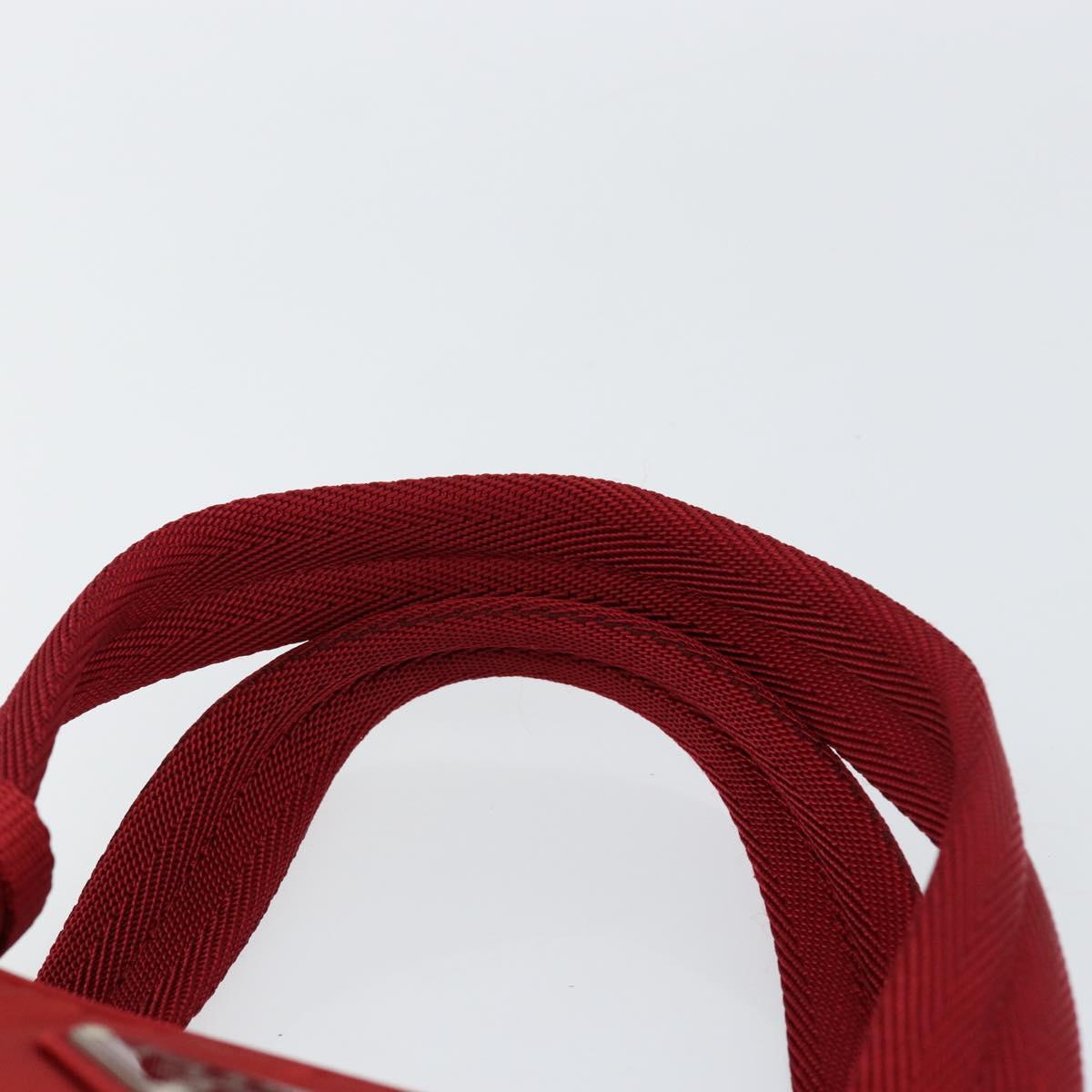 PRADA Hand Bag Nylon Red Silver Auth ep11558