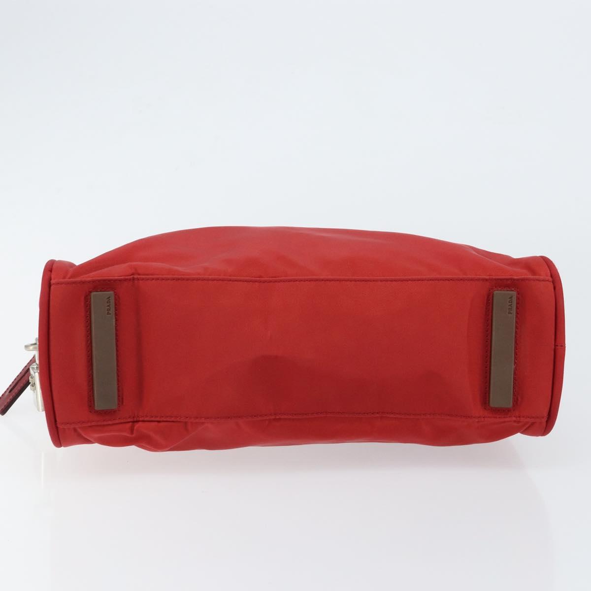 PRADA Hand Bag Nylon Red Silver Auth ep11558