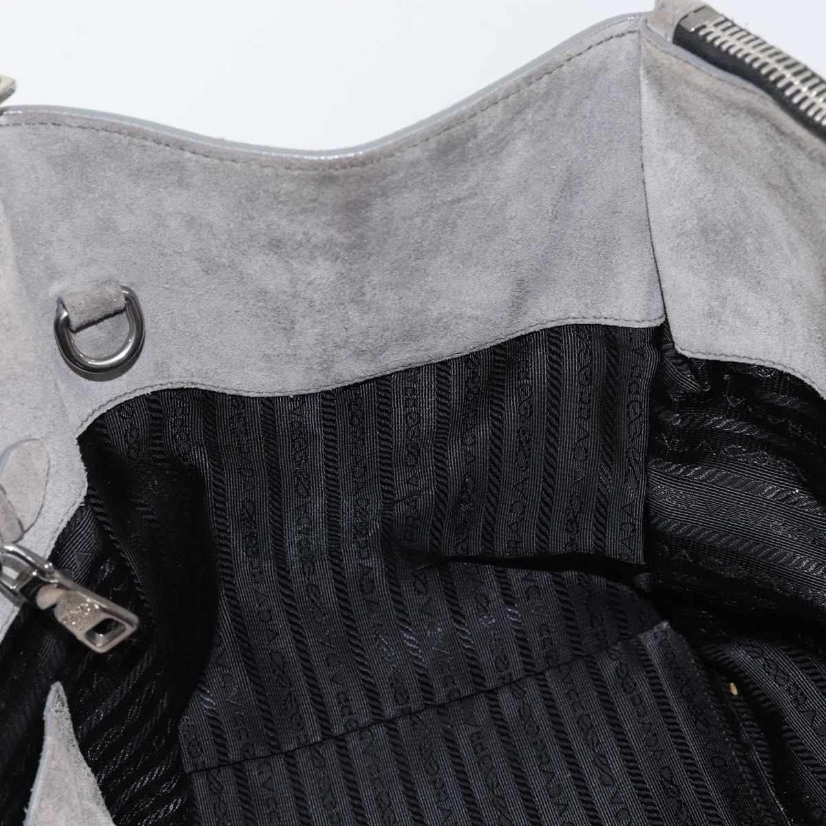 PRADA Studs Hand Bag Suede 2way Gray Silver Auth ep11562