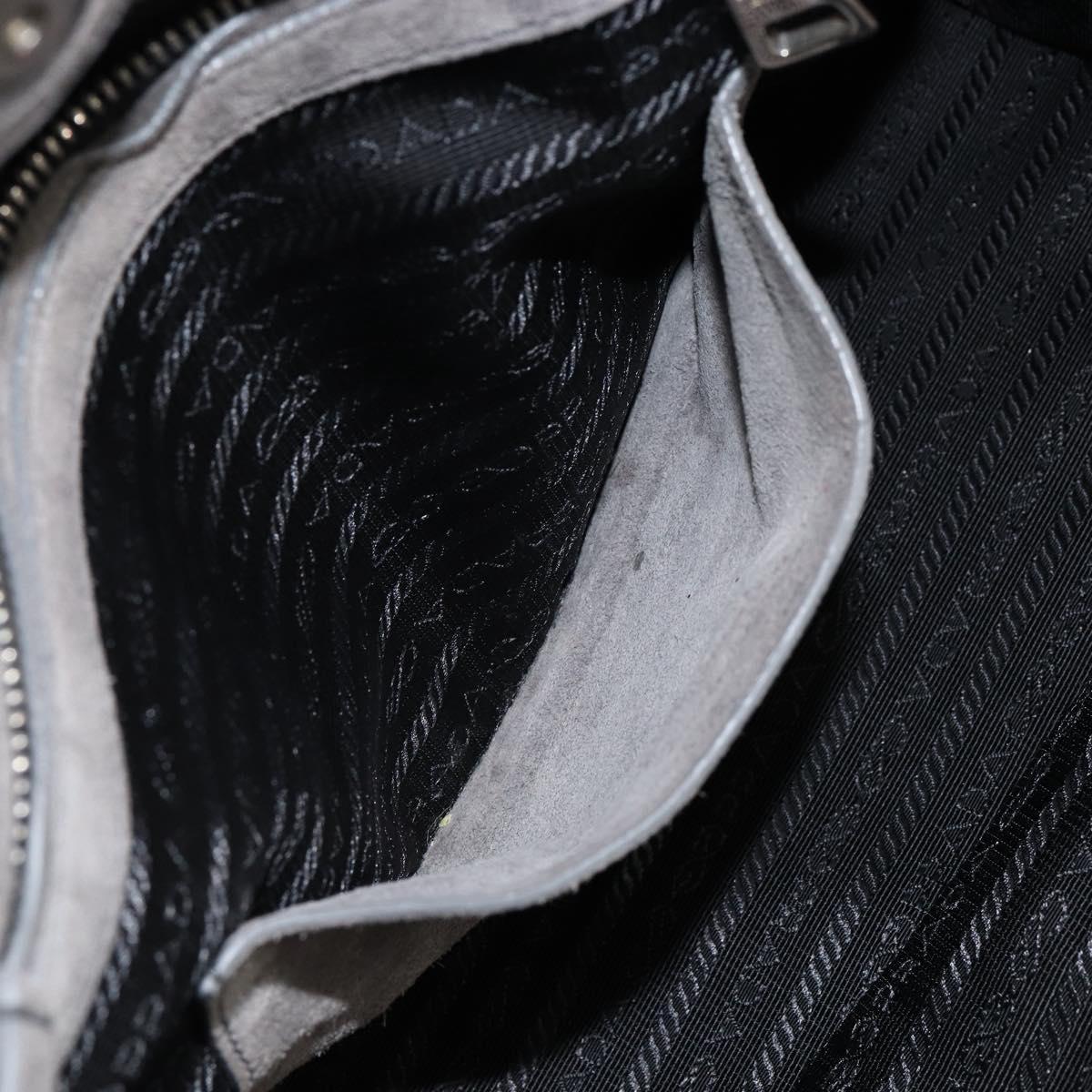 PRADA Studs Hand Bag Suede 2way Gray Silver Auth ep11562