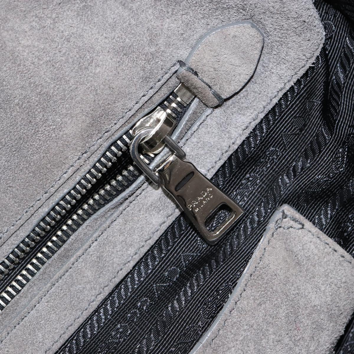 PRADA Studs Hand Bag Suede 2way Gray Silver Auth ep11562