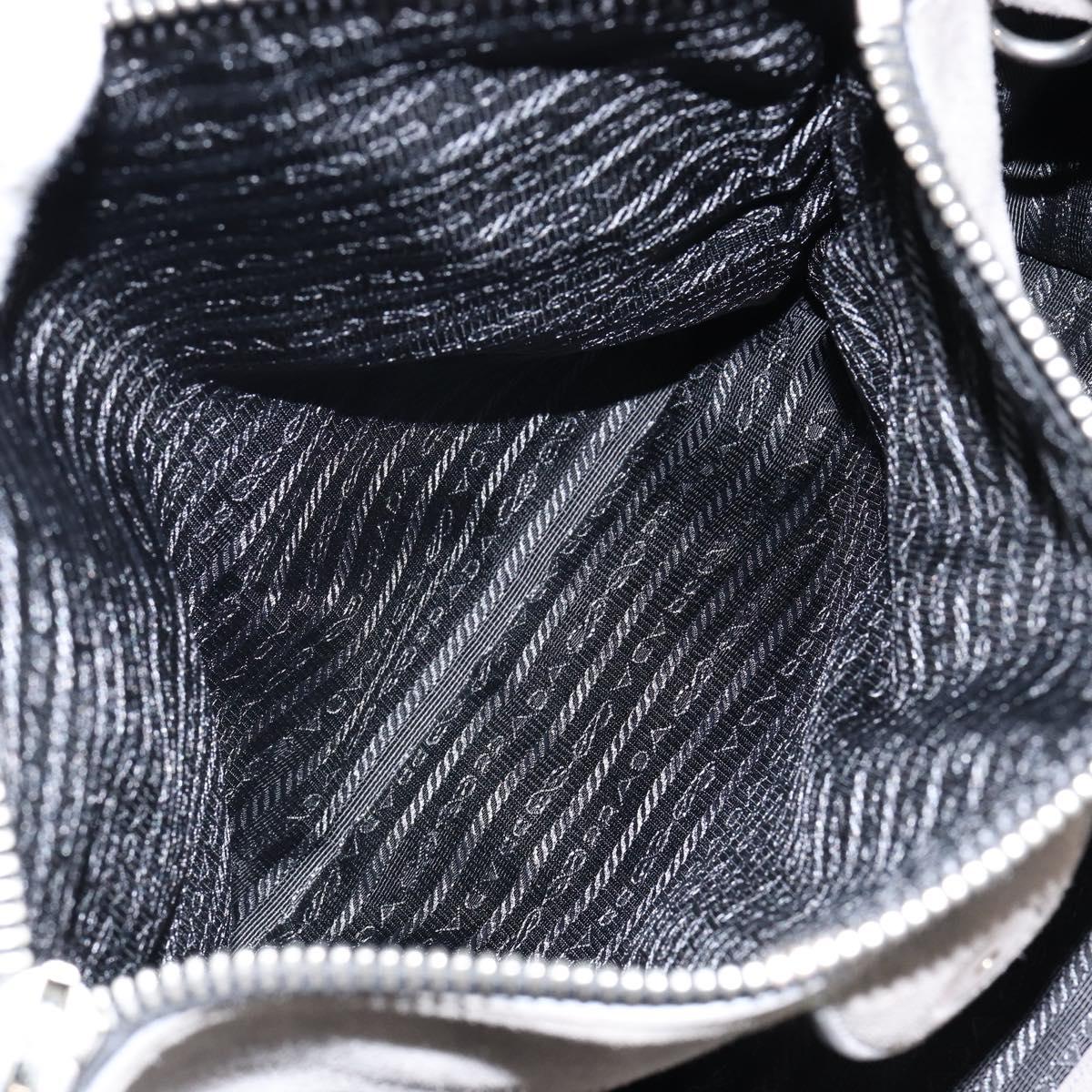 PRADA Studs Hand Bag Suede 2way Gray Silver Auth ep11562