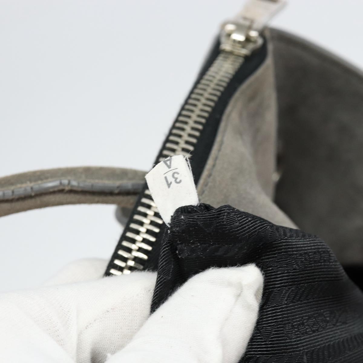 PRADA Studs Hand Bag Suede 2way Gray Silver Auth ep11562