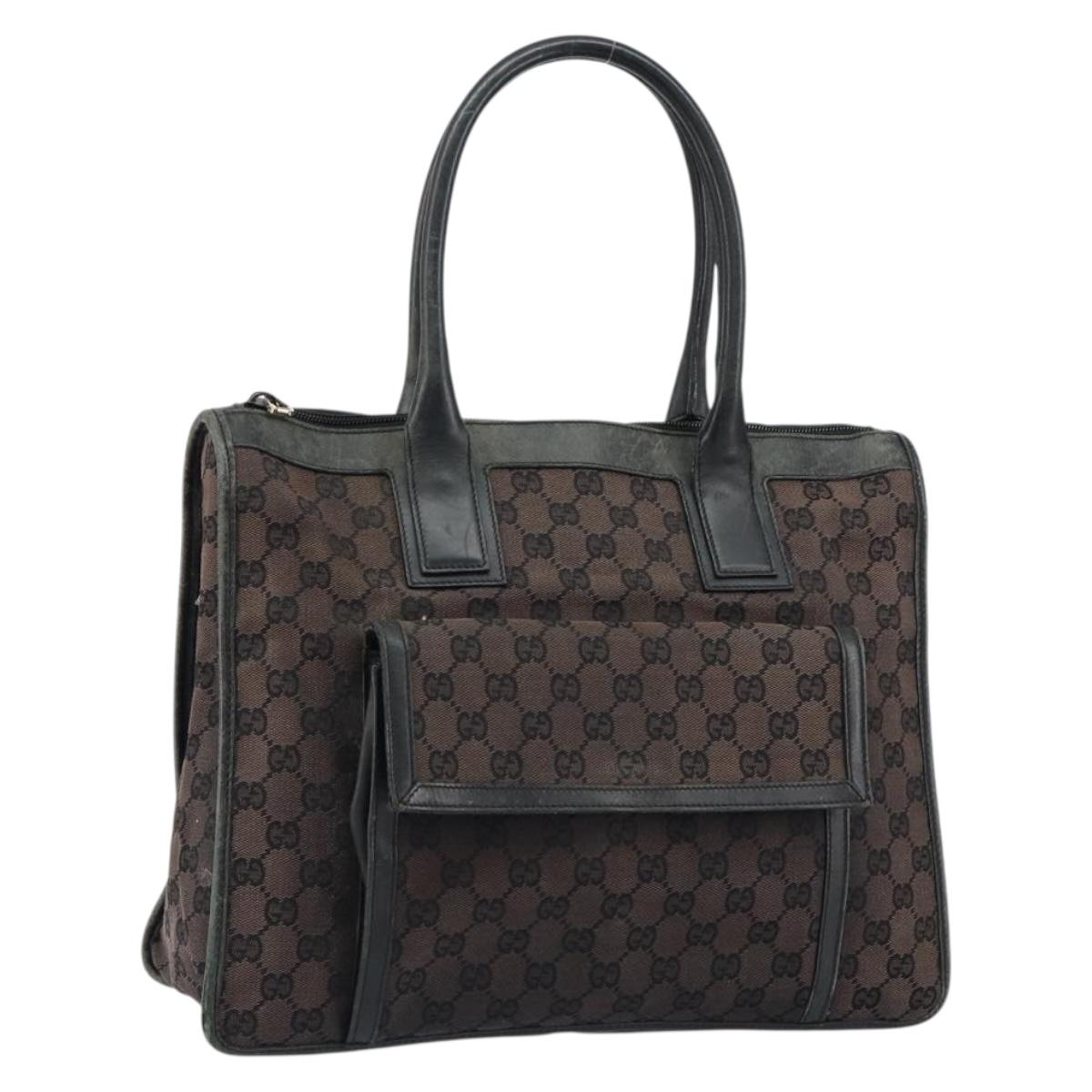 GUCCI GG Canvas Tote Bag Black Gold 000 0854 Auth ep11565