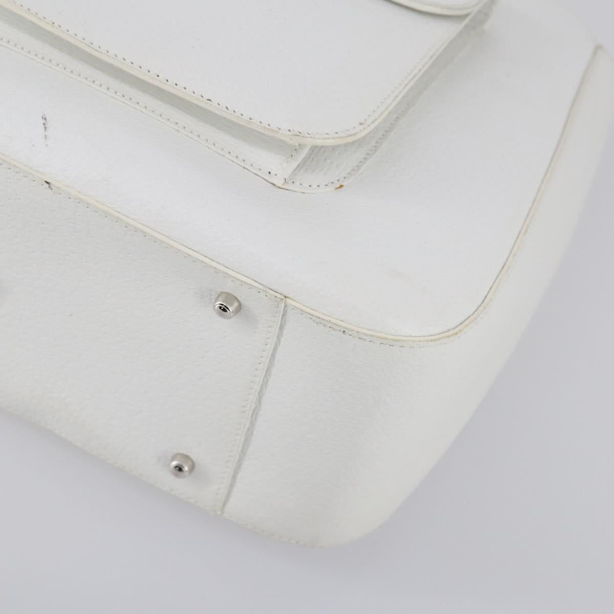 GUCCI Hand Bag Leather 2way White Silver 000 2058 0307 5 Auth ep11566