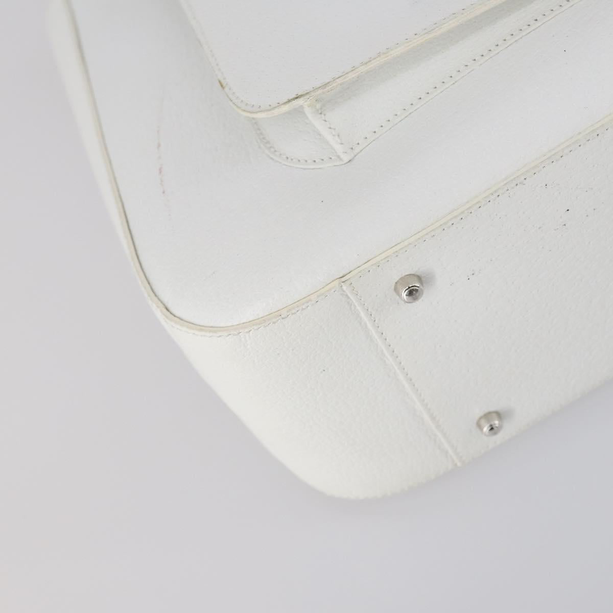 GUCCI Hand Bag Leather 2way White Silver 000 2058 0307 5 Auth ep11566
