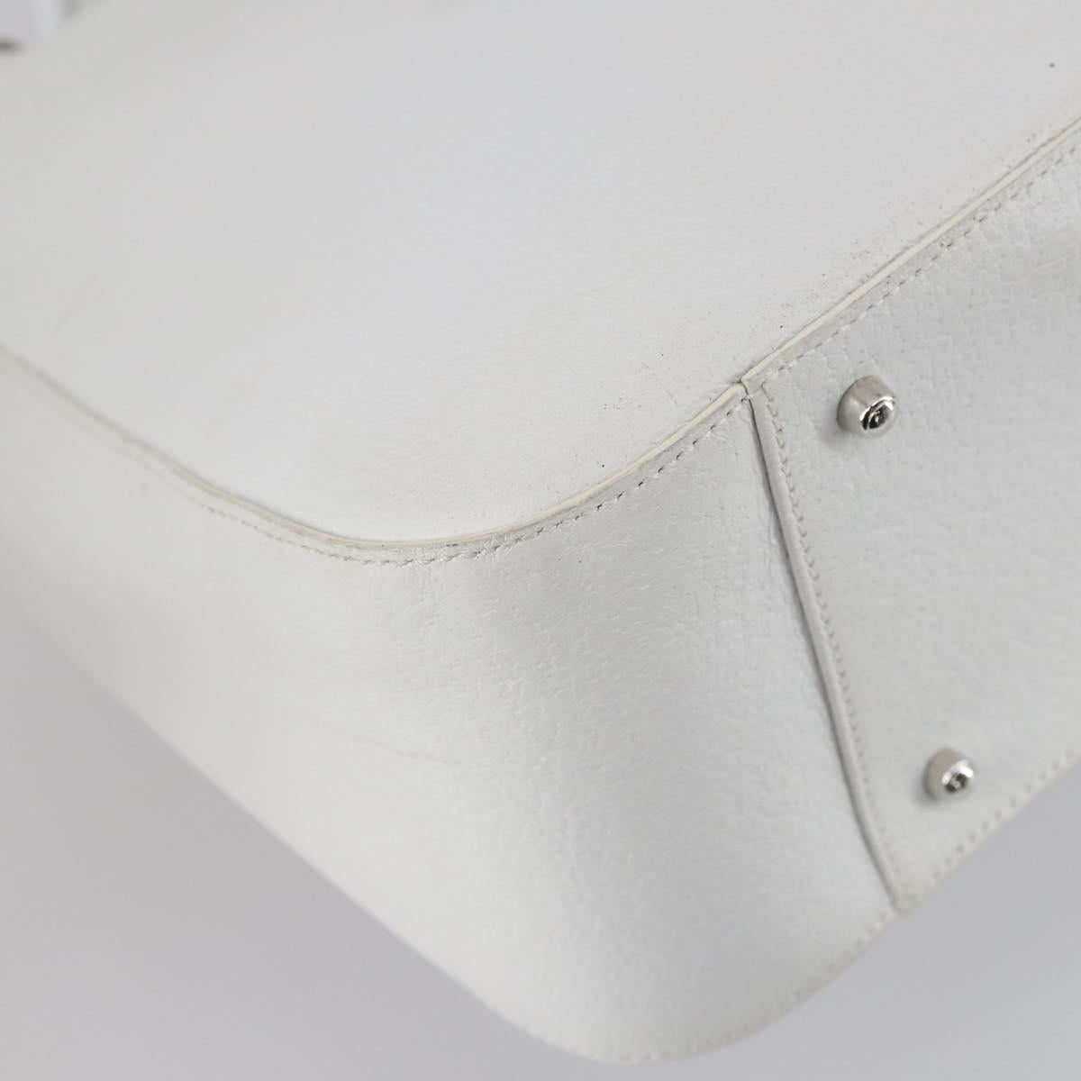 GUCCI Hand Bag Leather 2way White Silver 000 2058 0307 5 Auth ep11566