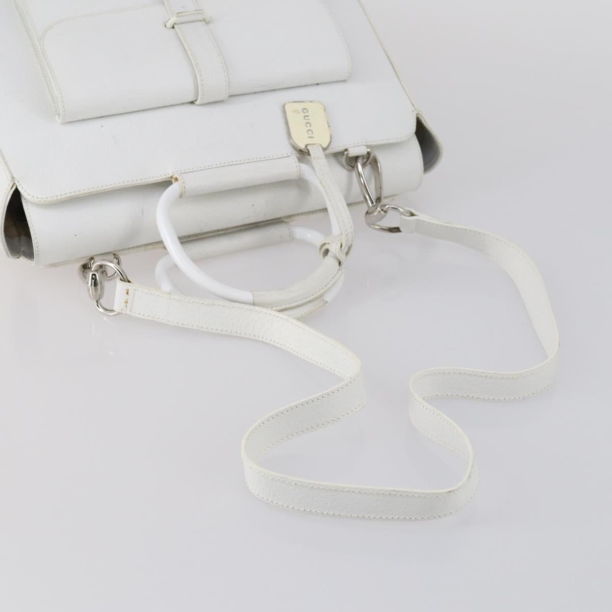 GUCCI Hand Bag Leather 2way White Silver 000 2058 0307 5 Auth ep11566