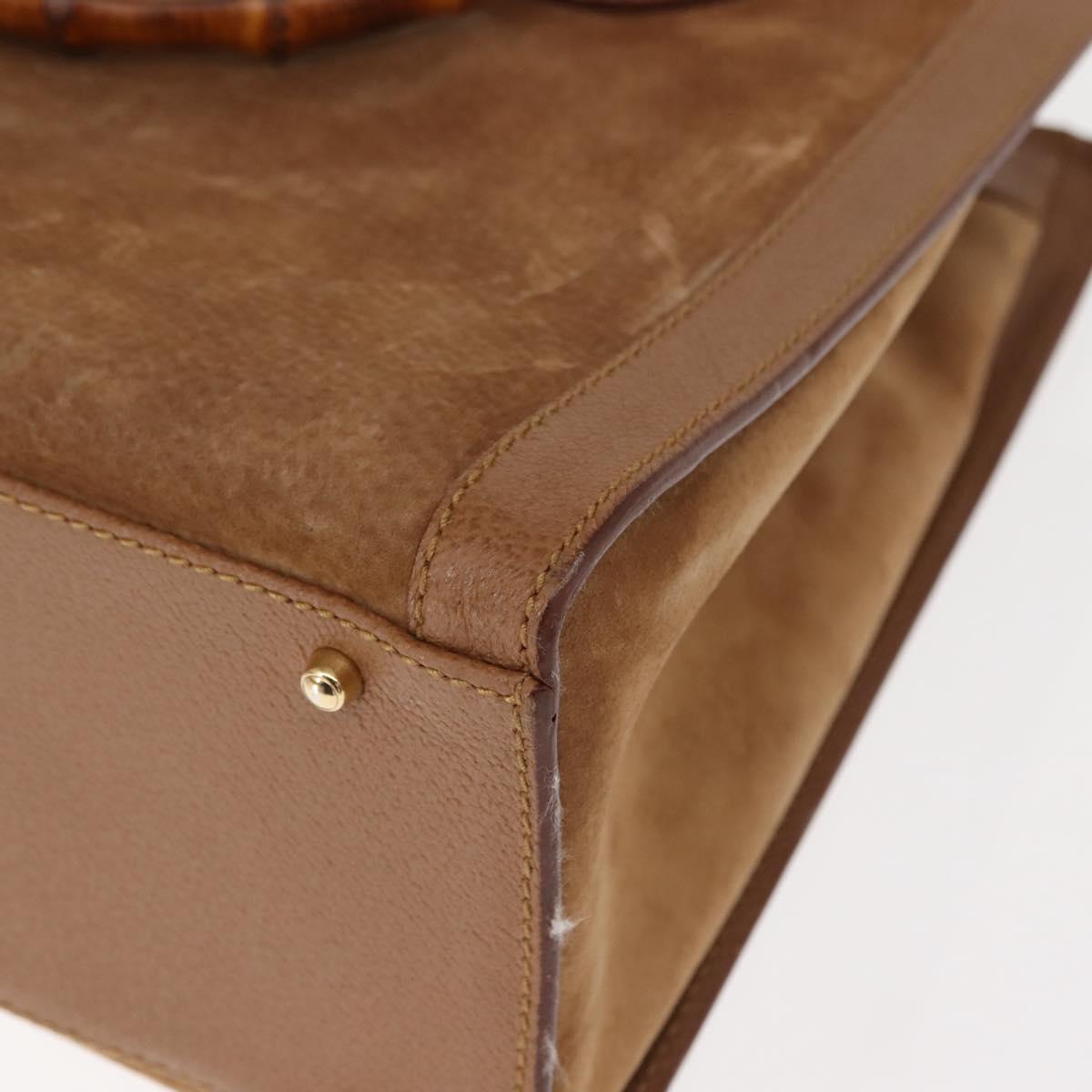 GUCCI Bamboo Hand Bag Suede Leather Beige Gold 002 123 0260 Auth ep11567