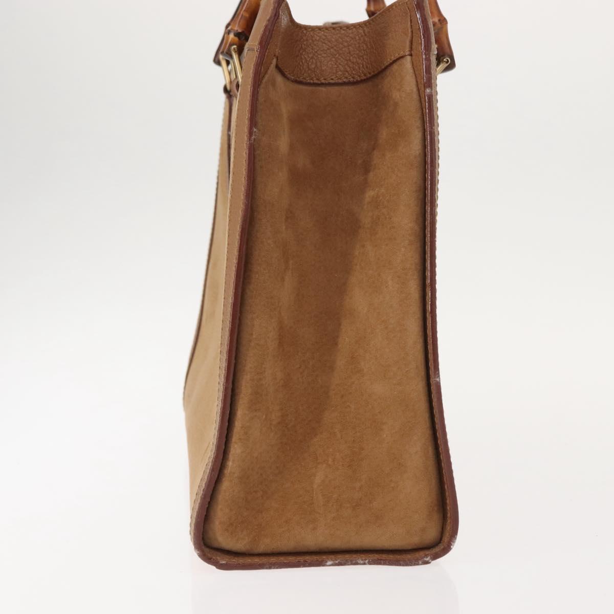 GUCCI Bamboo Hand Bag Suede Leather Beige Gold 002 123 0260 Auth ep11567