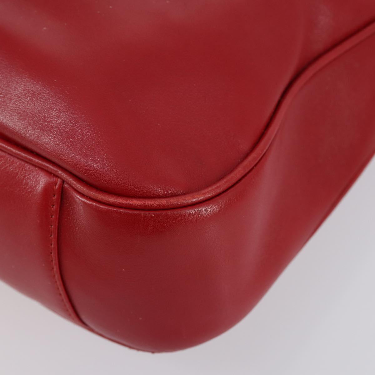 GUCCI Bamboo Hand Bag Leather 2way Red Gold Auth ep11568