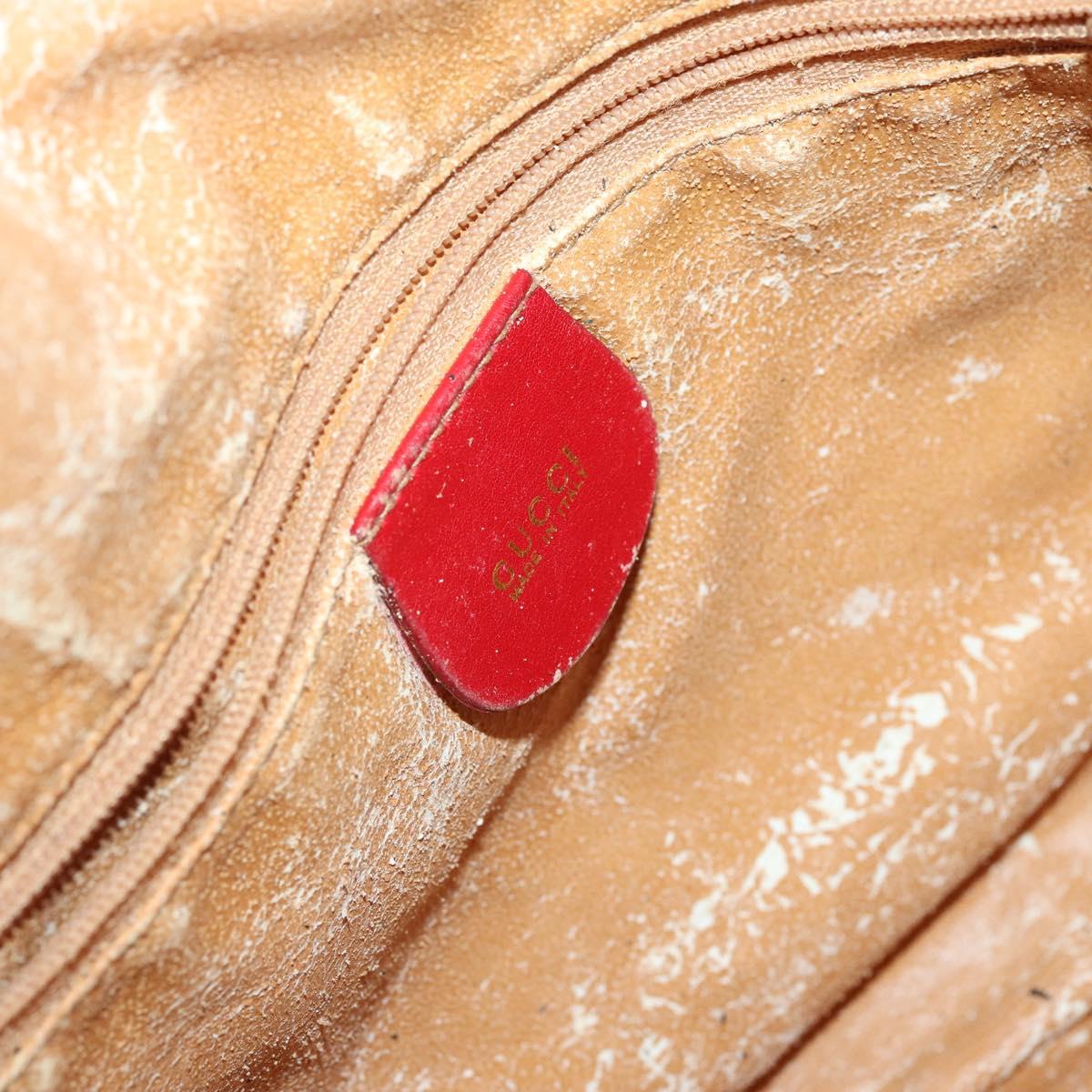 GUCCI Bamboo Hand Bag Leather 2way Red Gold Auth ep11568