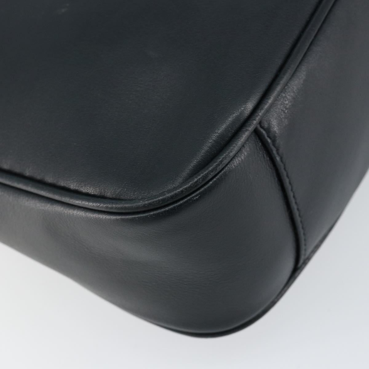 GUCCI Bamboo Hand Bag Leather 2way Navy Gold 001 1705 1638 Auth ep11570